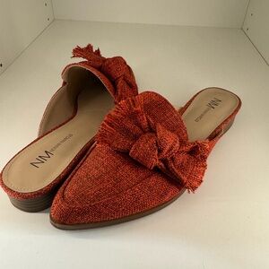 Neiman Marcus Red Textured Mules